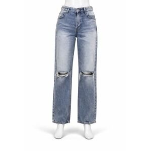 Bershka 90s Wide Leg Jeans Womens 30x32 Light Wash Distressed Y2K Straight Denim